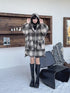 Oversized Plaid Hooded Coat